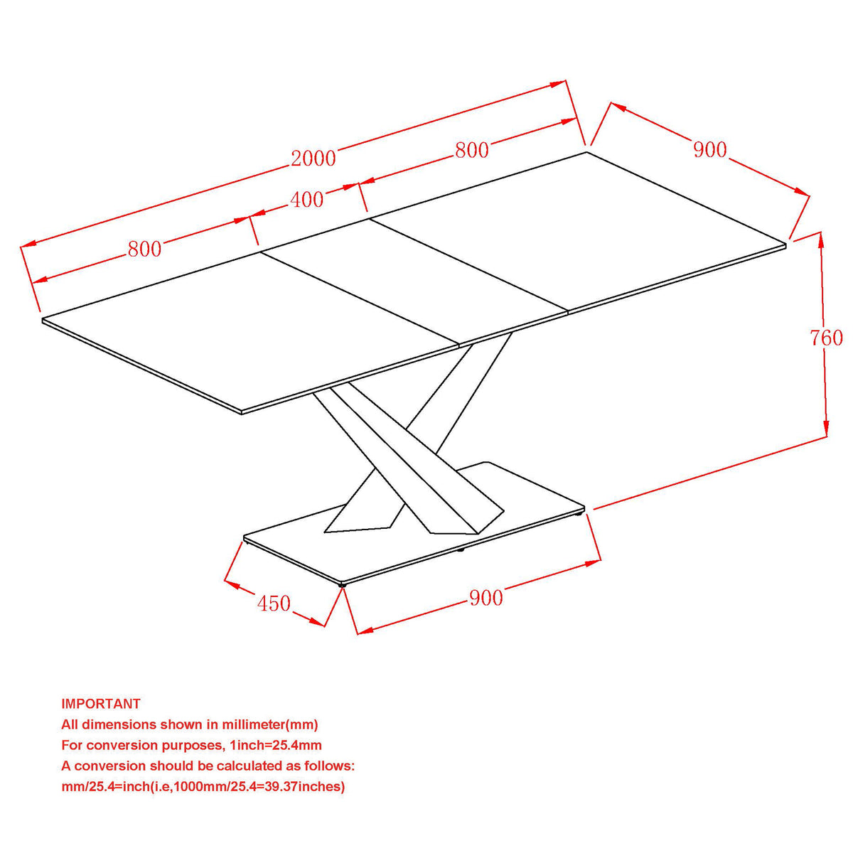 Julius Dining Table with Extension, 63"-79" – White and Black – 8