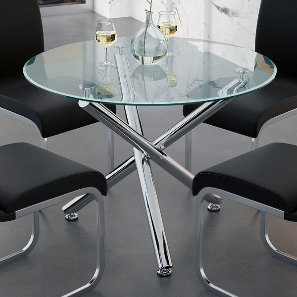 Solara Ii Round Dining Table, 40" in Chrome