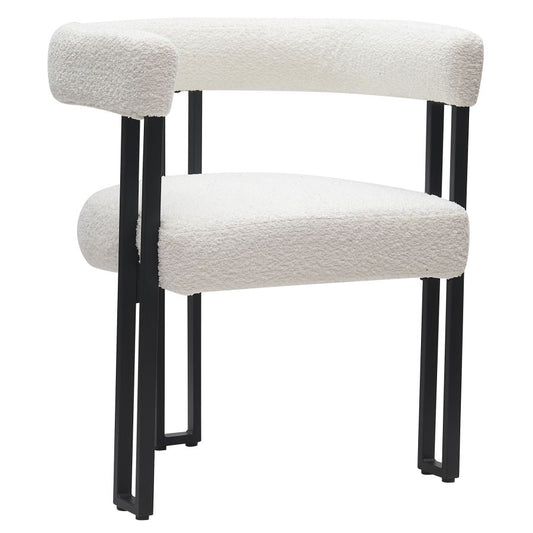 Scarlet Dining Chair, Set of 2, in Ivory Boucle and Black