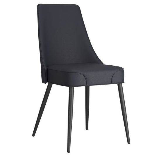 Koda Dining Chair, Faux Leather, Set of 2, in Black