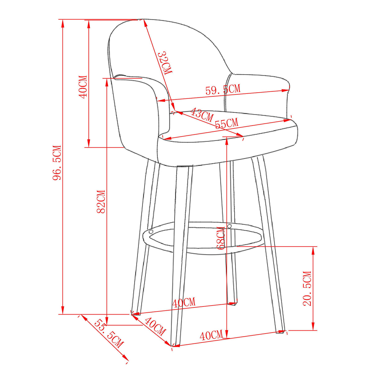 Torra 26" Counter Stool with Swivel, Set of 2 – Warm Charcoal and Dark Walnut – 8