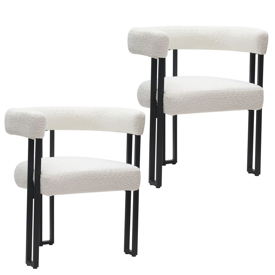 Julius/Scarlet 7pc Dining Set in BlackTable with Ivory Chair