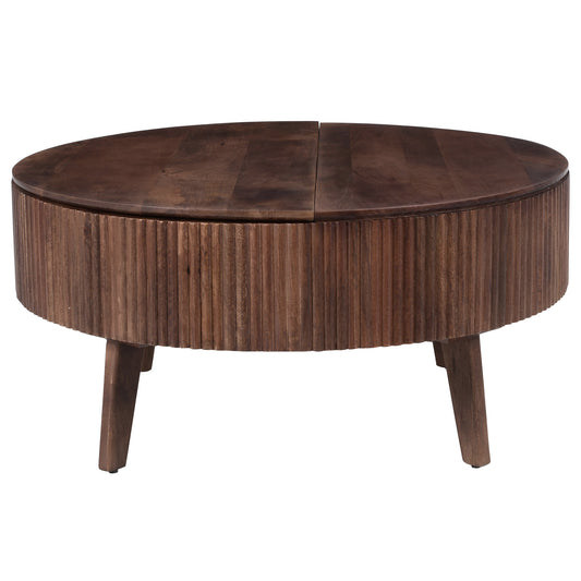 Balark Round Lift-Top Coffee Table in Walnut