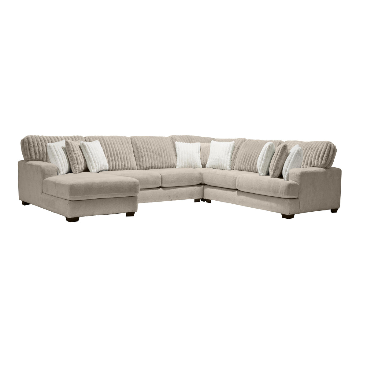 6150 4 pc Sectional with RHF Sofa in Plush Parchment, mirrored view