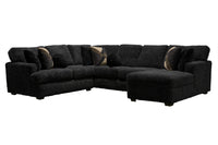 6255 Ultra Plush sectional in black chenille, right hand facing chaise