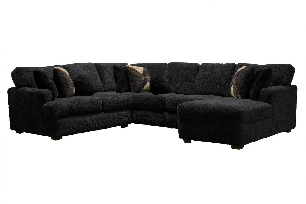 6255 Ultra Plush sectional in black chenille, right hand facing chaise