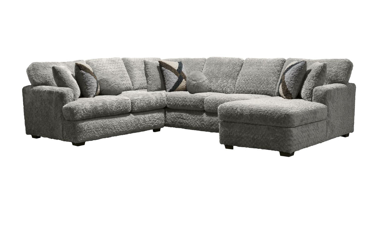 6255 Ultra Plush sectional in grey chenille, right hand facing chaise