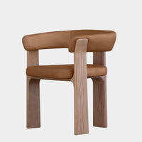 Duke Dining Armchair in Vintage Tan leather with natural oak frame — front view