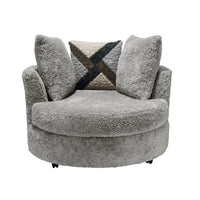 6255 Swivel Chair in Grey — round swivel chair in grey chenille