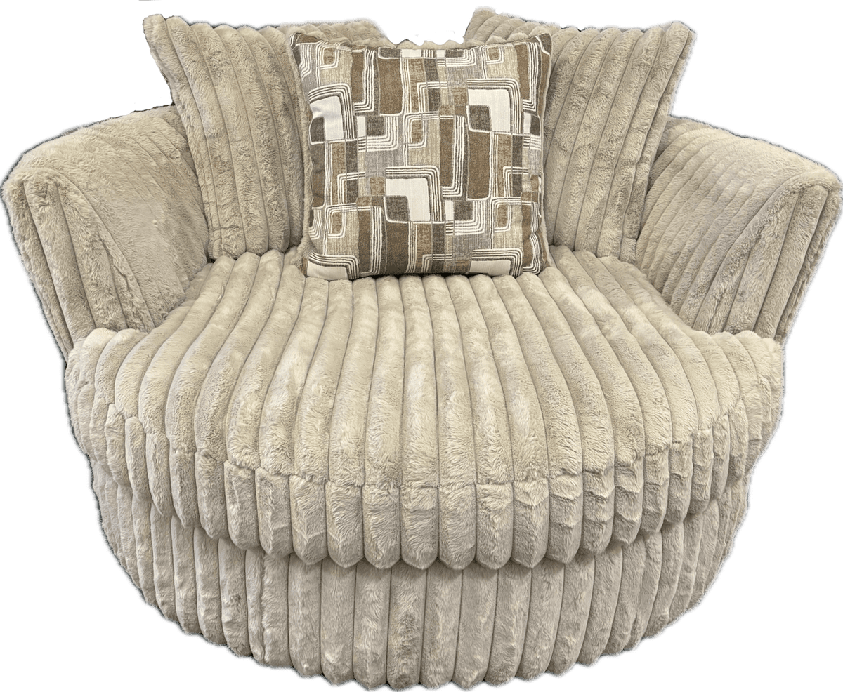 6129 Galactic Parchment Round Swivel Chair in ribbed Plush Parchment