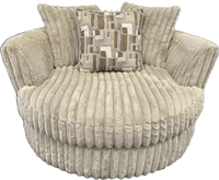 6129 Galactic Parchment Round Swivel Chair in ribbed Plush Parchment