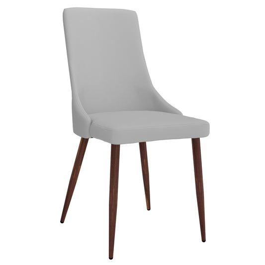 Cora Faux Leather Dining Chair, Set of 2, in Light Grey and Walnut