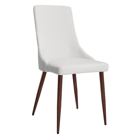 Cora Faux Leather Dining Chair, Set of 2, in White and Walnut