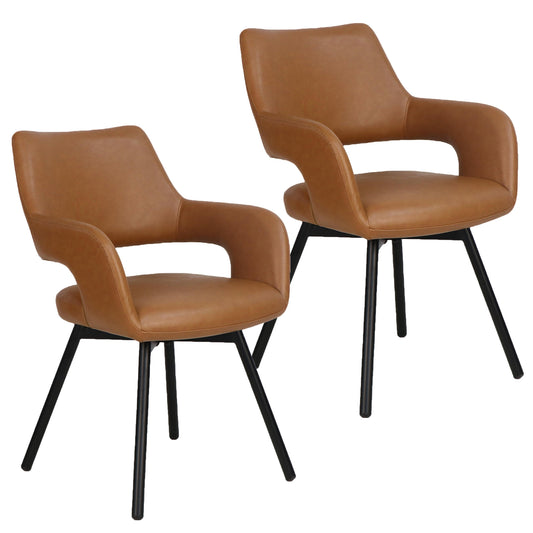 Ryder Swivel Dining and Accent Chair, Set of 2 in Camel and Black