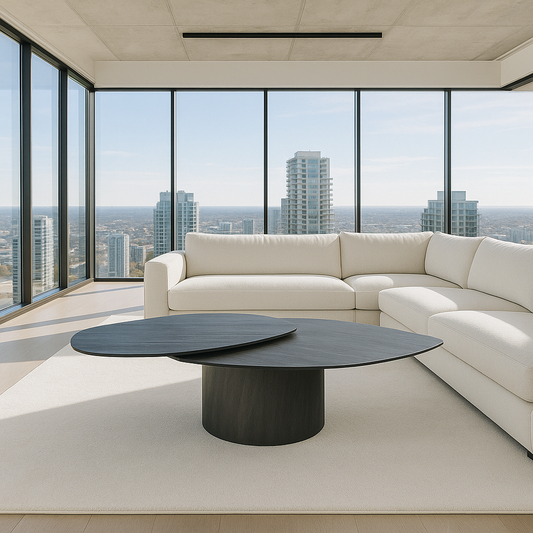 Layer Coffee Table In Noir Desir Bocciadato Ceramic Top