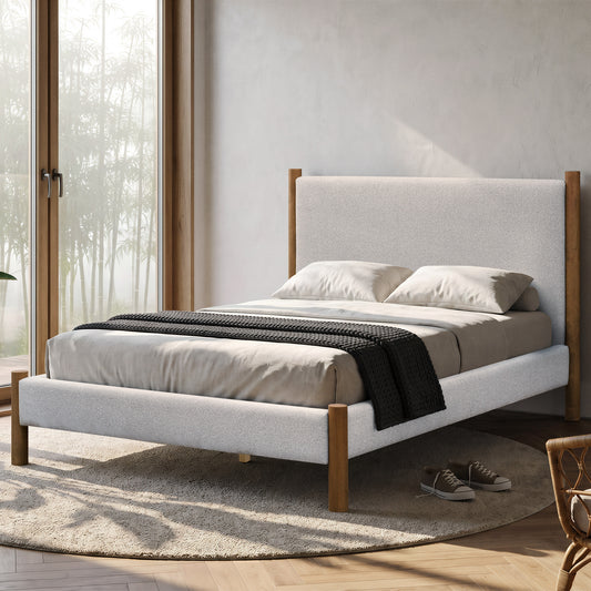 Zoran 54" Double Platform Bed in Mushroom and Walnut