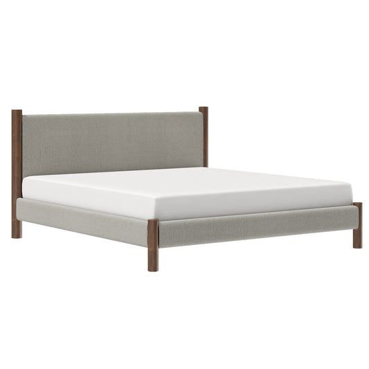 Zoran 78" King Platform Bed in Mushroom and Walnut
