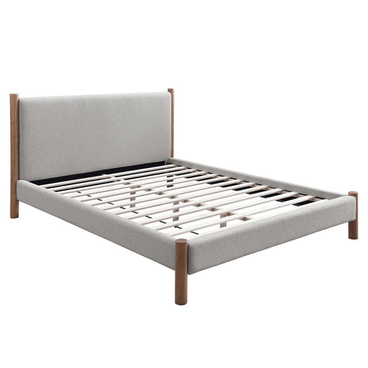 Zoran 60" Queen Platform Bed in Mushroom and Walnut