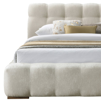 Pasha 78" King Platform Bed in Beige Pearl