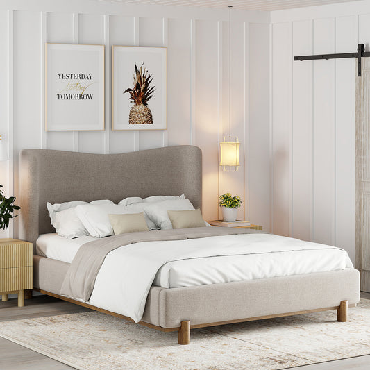 Isadora 60" Queen Platform Bed in Dark Beige