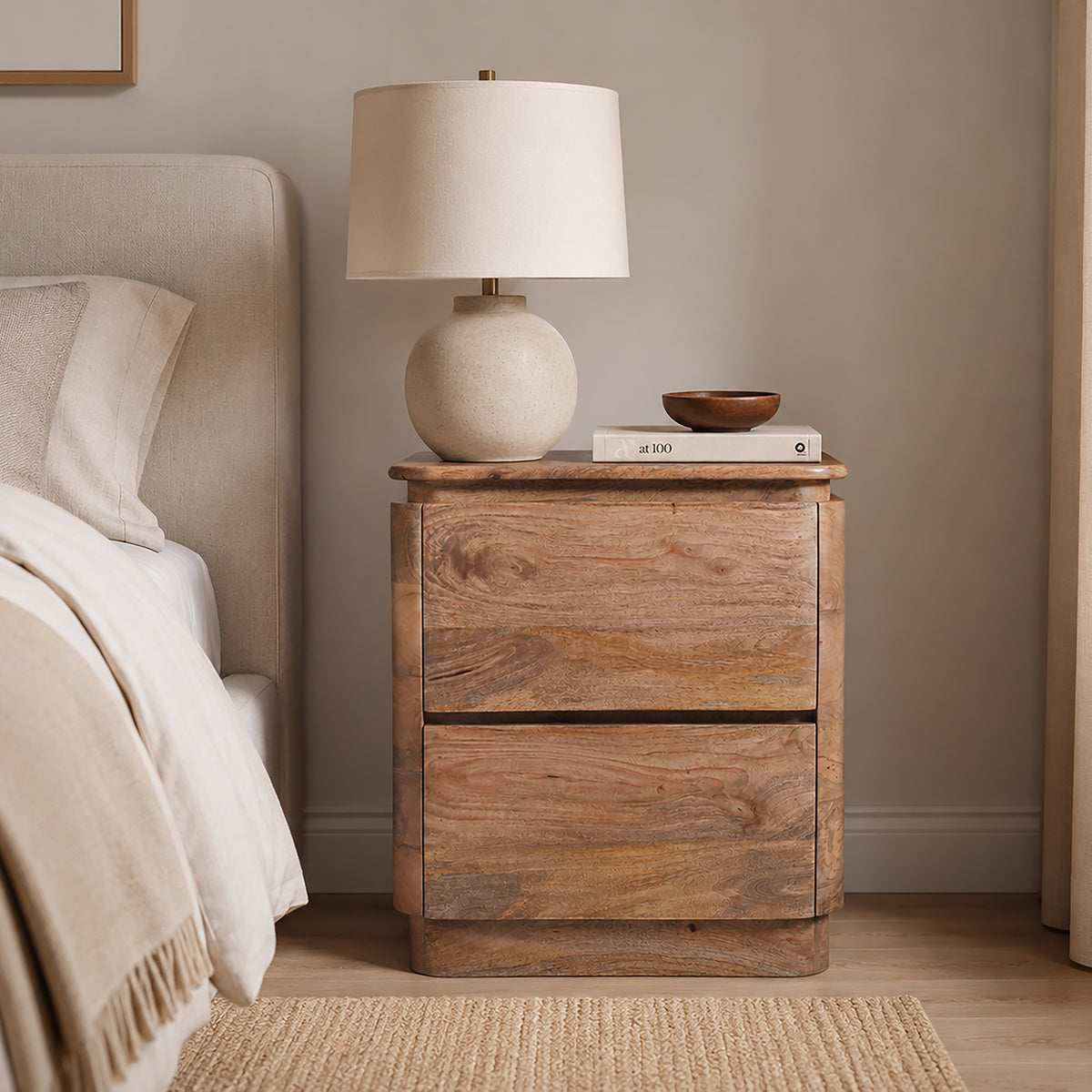 Akhila 2 Drawer Accent Table – Natural – 2