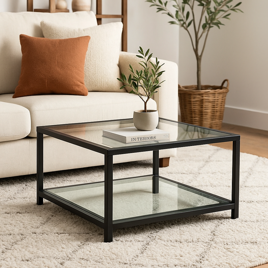 Caspian Black Square Coffee Table (Condo Size)