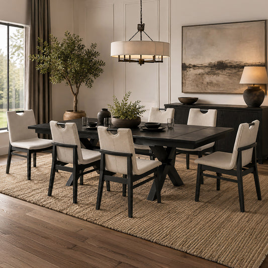 Argyle Dining Table with Extension, 66"-94" in Black