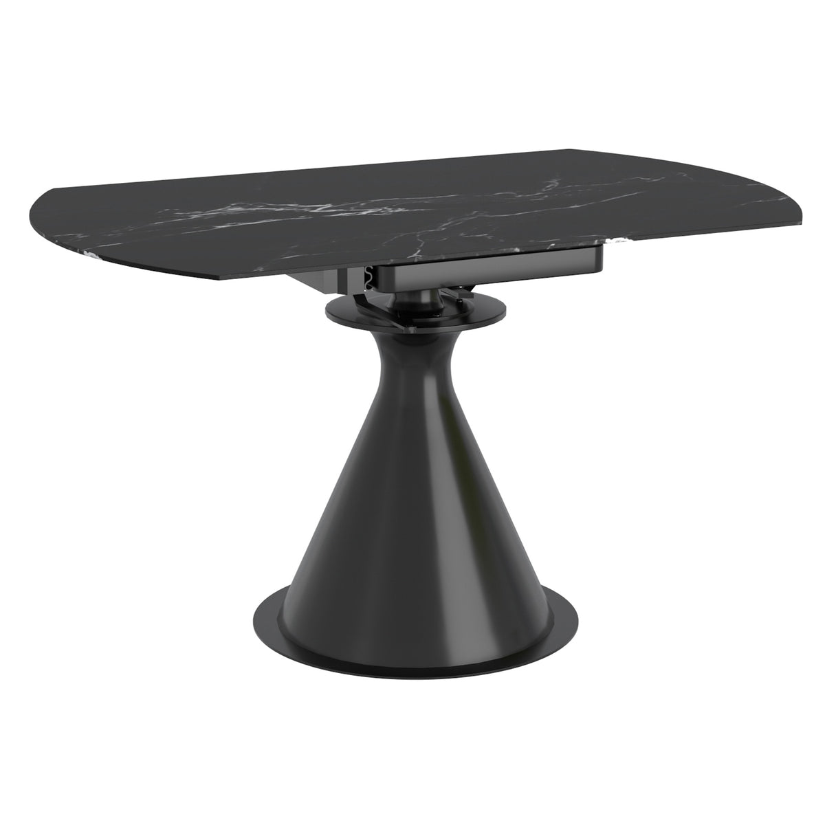 Calisto Round Dining Table with Extension, 51" – Black and Black – 3