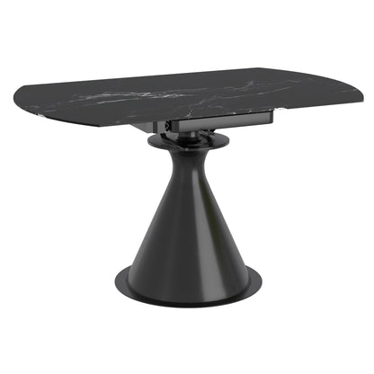 Calisto Round Dining Table with Extension, 51" – Black and Black – 3