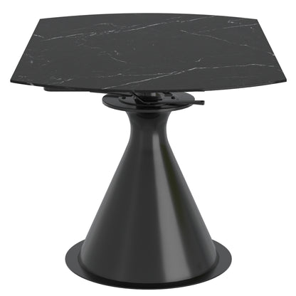 Calisto Round Dining Table with Extension, 51" – Black and Black – 4