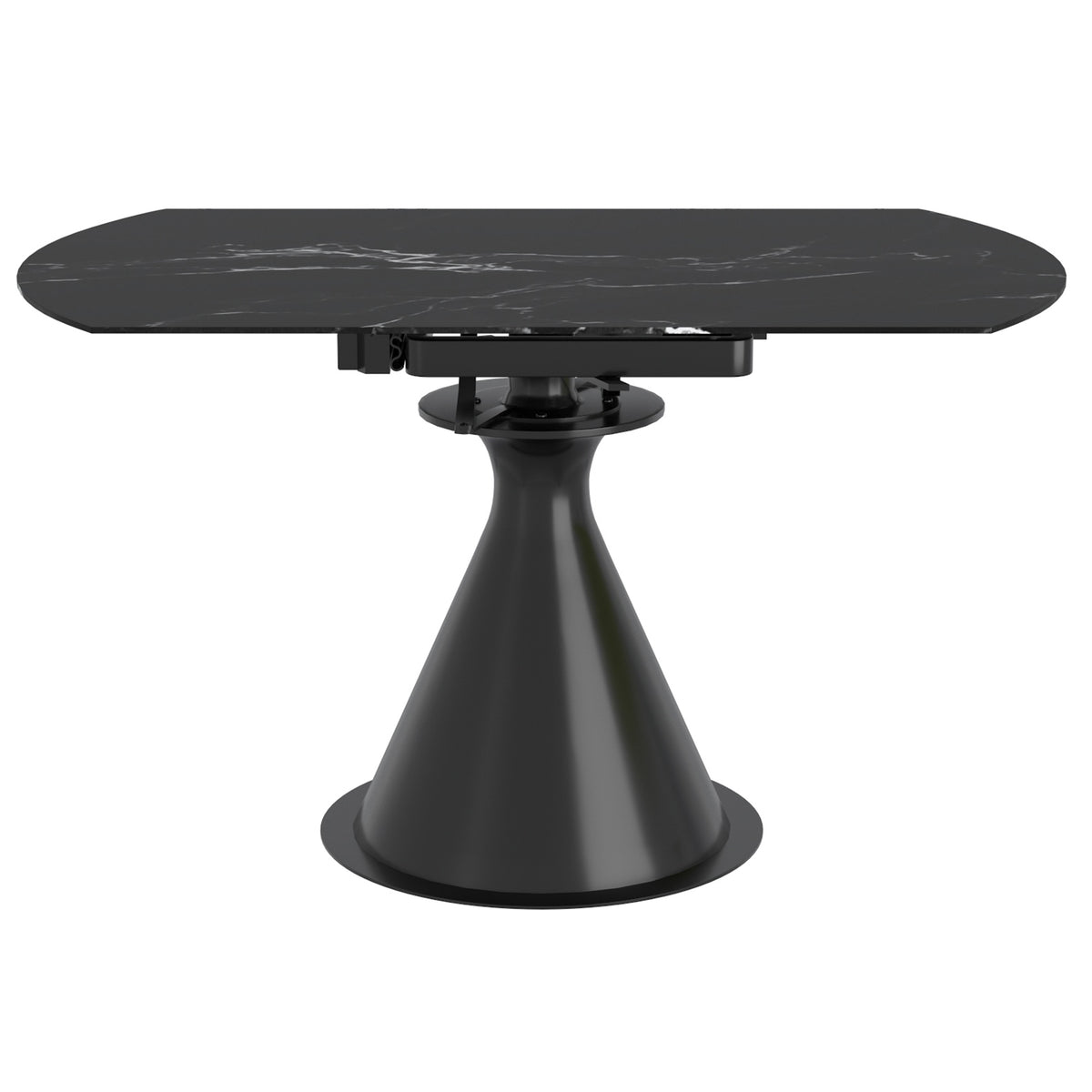 Calisto Round Dining Table with Extension, 51" – Black and Black – 5