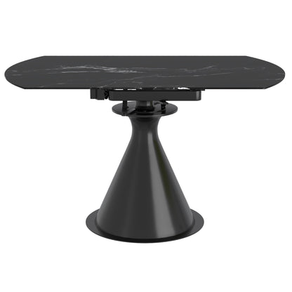 Calisto Round Dining Table with Extension, 51" – Black and Black – 5