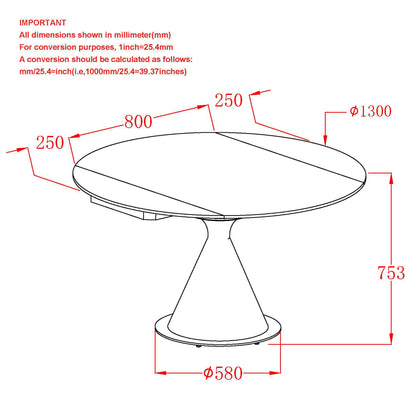 Calisto Round Dining Table with Extension, 51" – Black and Black – 8