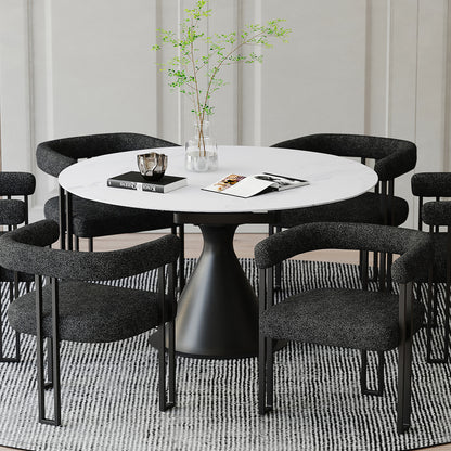 Calisto Round Dining Table with Extension, 51" – White and Black – 2