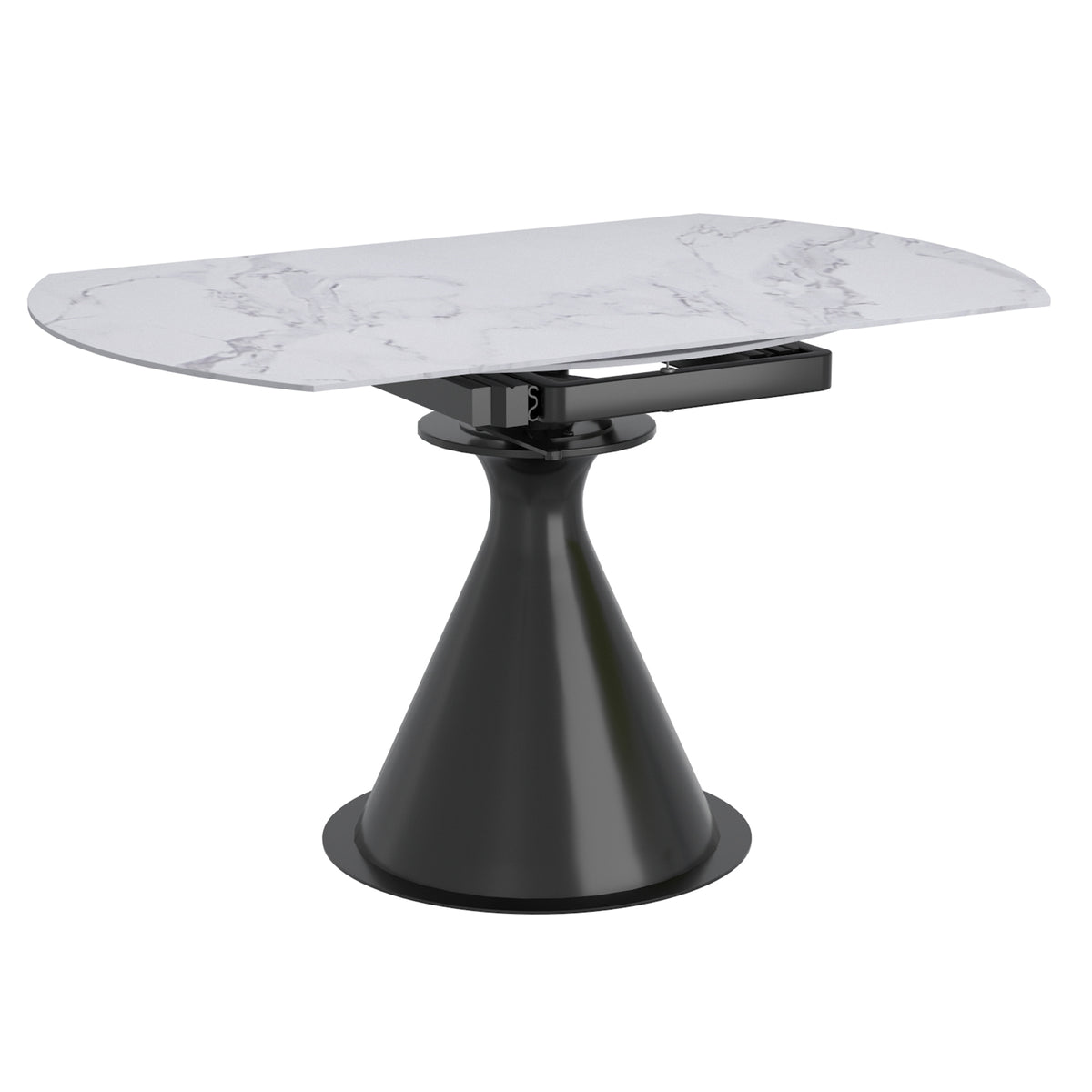 Calisto Round Dining Table with Extension, 51" – White and Black – 3