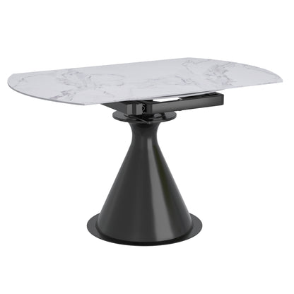 Calisto Round Dining Table with Extension, 51" – White and Black – 3