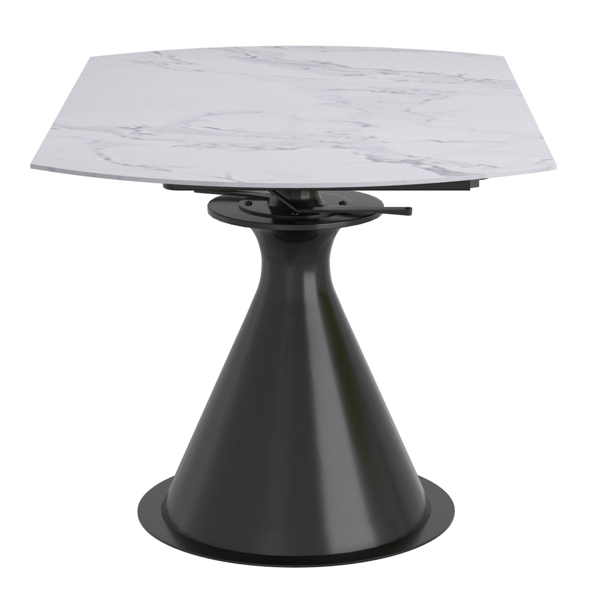 Calisto Round Dining Table with Extension, 51" – White and Black – 4