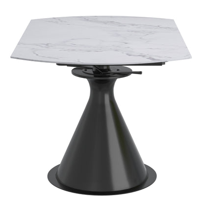 Calisto Round Dining Table with Extension, 51" – White and Black – 4