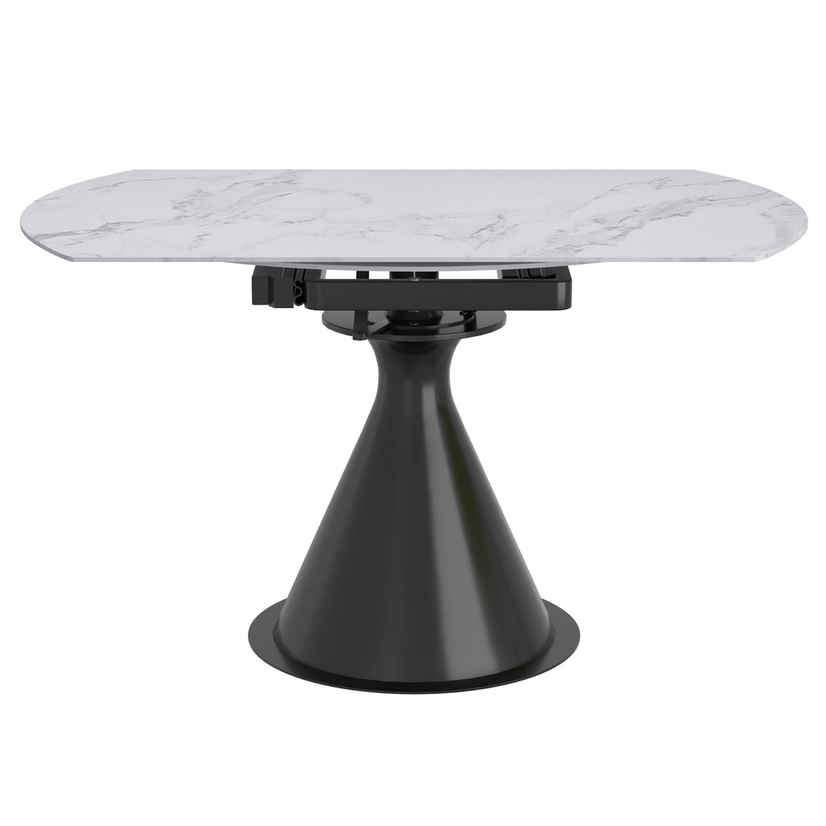Calisto Round Dining Table with Extension, 51" – White and Black – 5