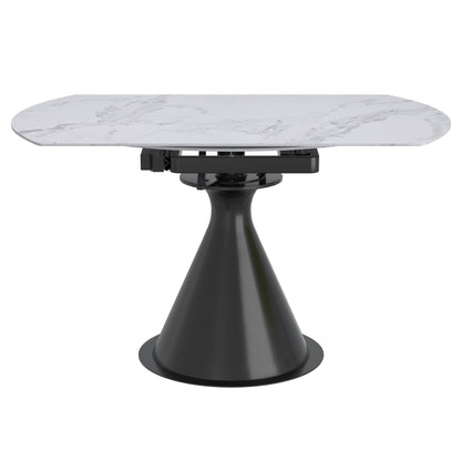 Calisto Round Dining Table with Extension, 51" – White and Black – 5