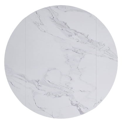 Calisto Round Dining Table with Extension, 51" – White and Black – 6