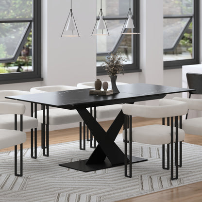 Julius Dining Table with Extension, 63"-79" – Black and Black – 2