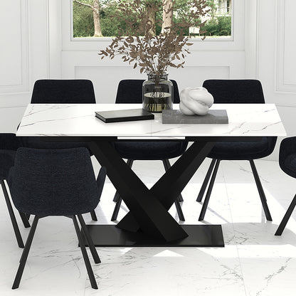 Julius Dining Table with Extension, 63"-79" – White and Black – 2