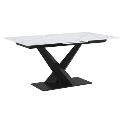 Julius Dining Table with Extension, 63"-79" – White and Black – 1
