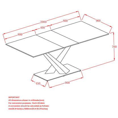 Julius Dining Table with Extension, 63"-79" – White and Black – 8