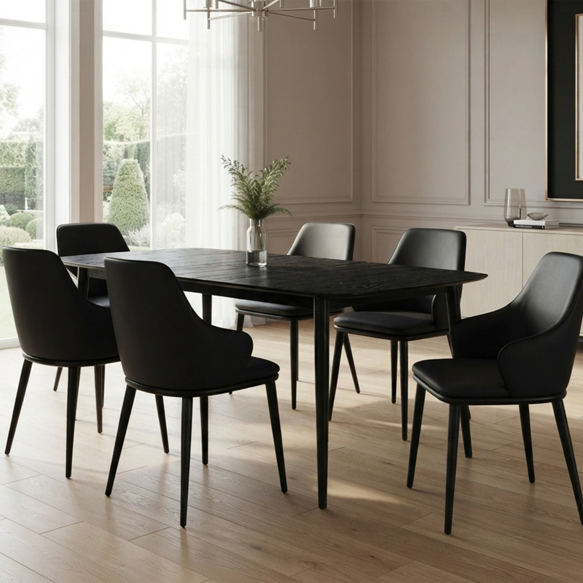 Phylon Dining Table with Extension, 63"-79" – Black – 2