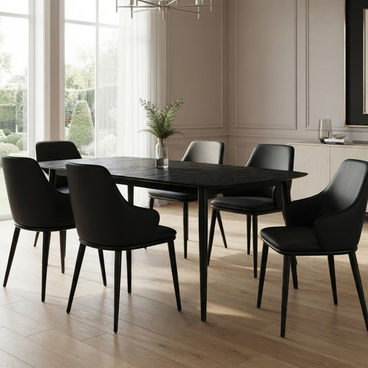 Phylon Dining Table with Extension, 63"-79" – Black – 2