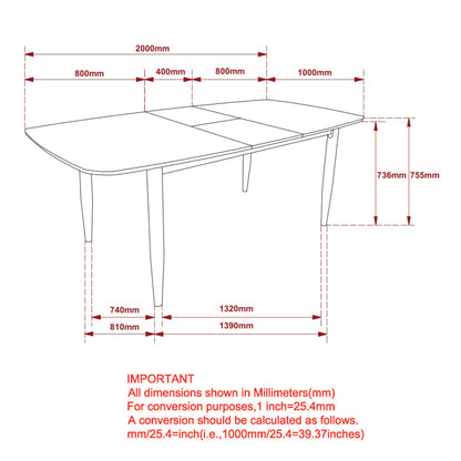 Phylon Dining Table with Extension, 63"-79" – Black – 8