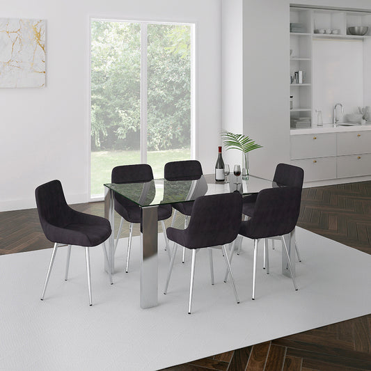 Frankfurt Rectangular Dining Table, 55" in Stainless Steel