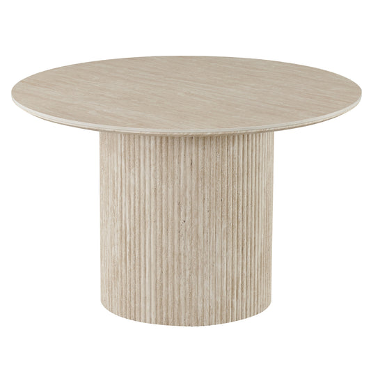 Thalia Round Dining Table, 47" in Ivory & Travertine